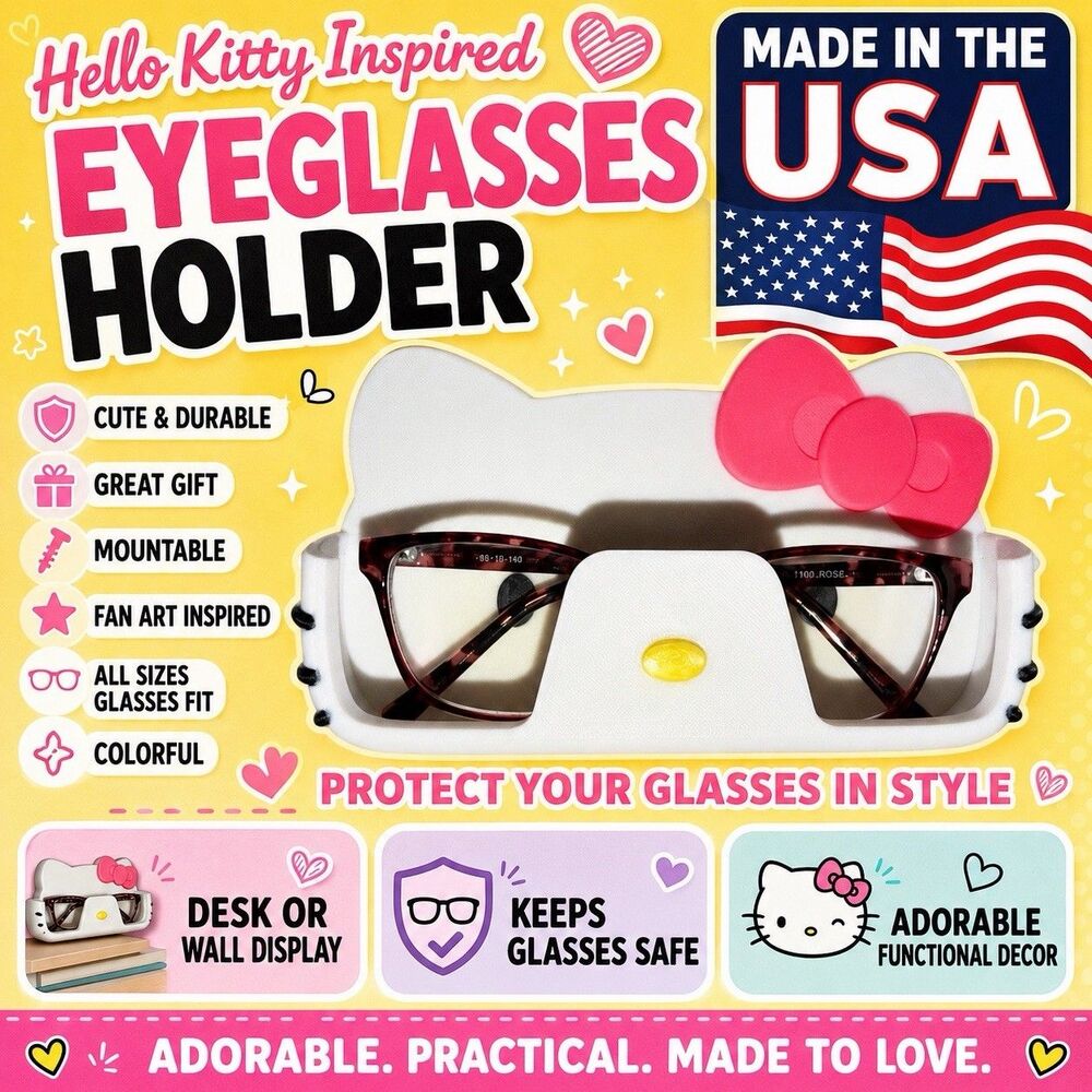 Hello Kitty Eye Glasses Holder / Display Stand For All Size Eye Wear USA Made